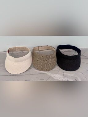 THREE Woven (Poly) Straw Visors